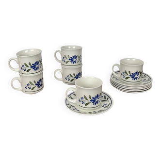 Set a thé / café pour 6 personne, Churchill England ,motif  fleur, 1970
