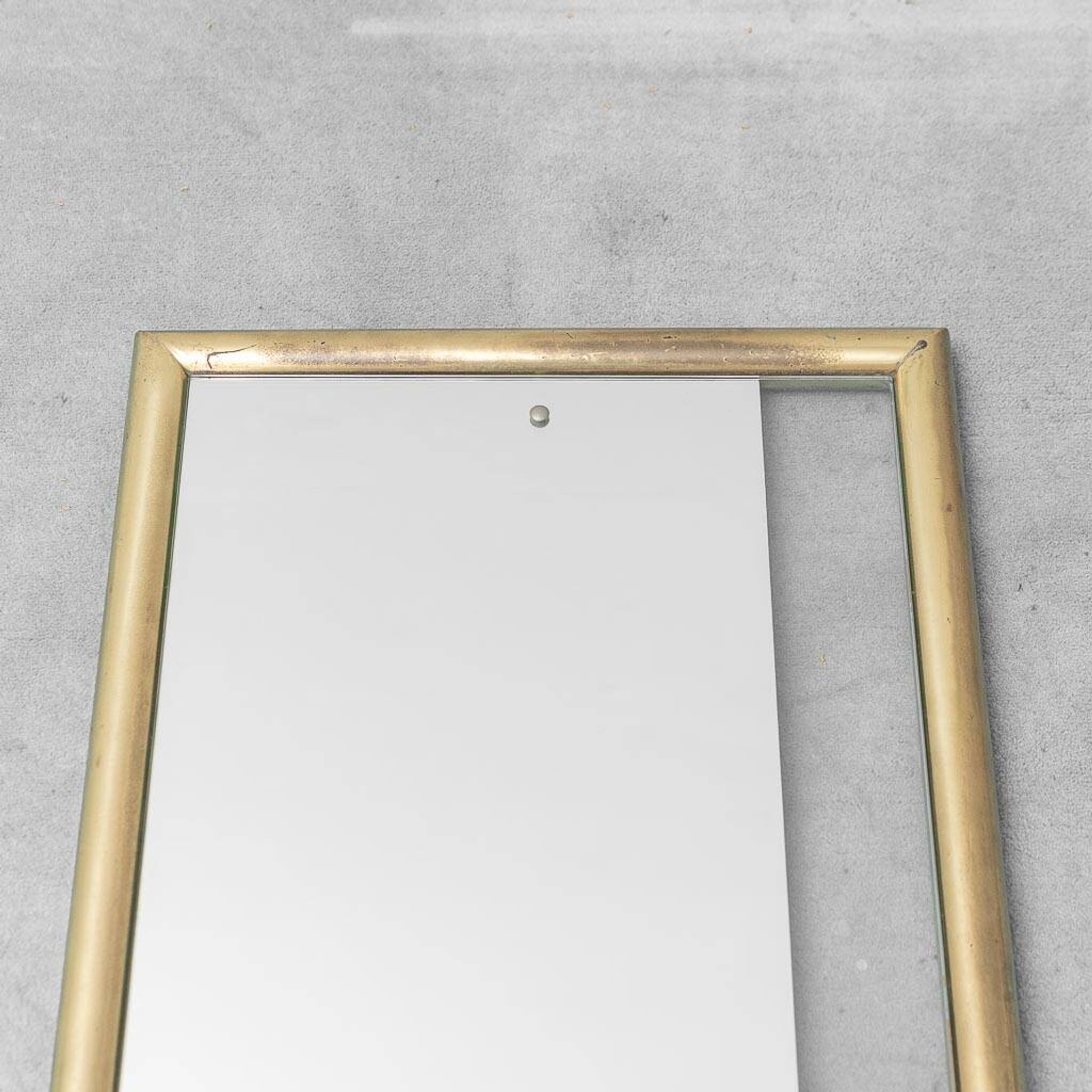 Vintage mirror with brass frame and transparent glass insert – Italian design 1970s