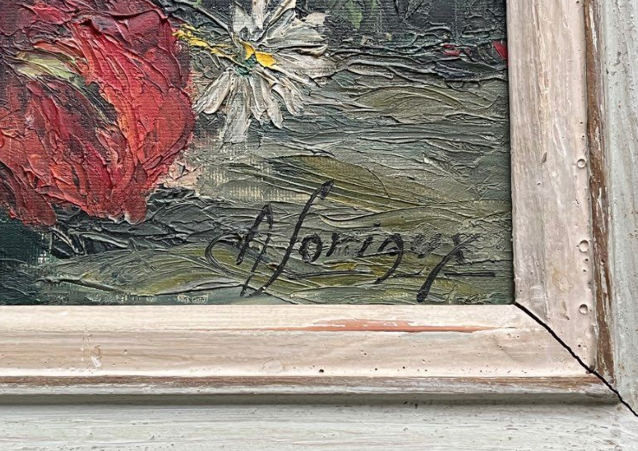 Oil on canvas bouquet of flowers - Loriaux