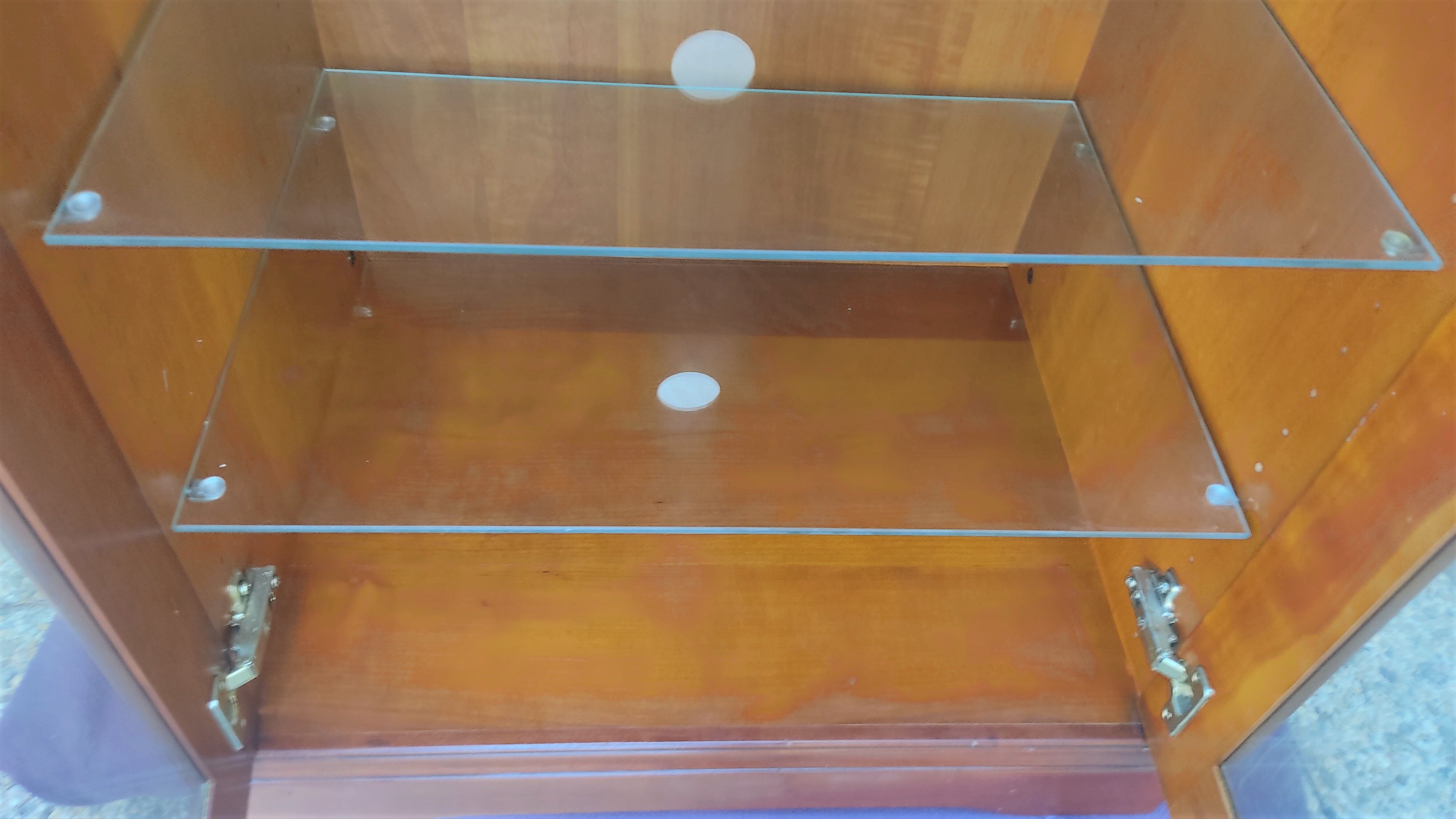 Showcase furniture, signed Ernest Ménard, Cherry, 4 glass shelving doors, Diamond shape
