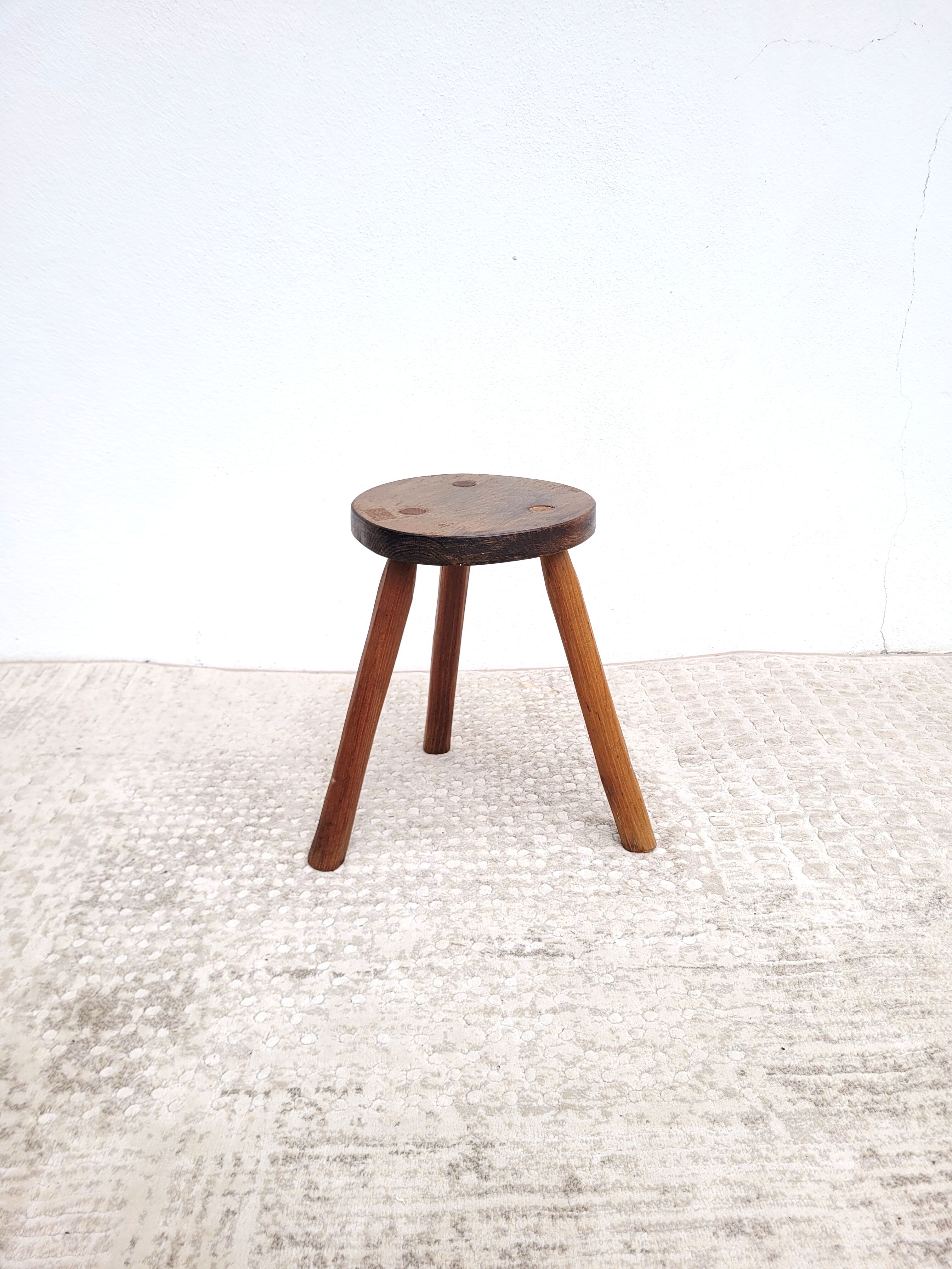Wooden tripod country stool