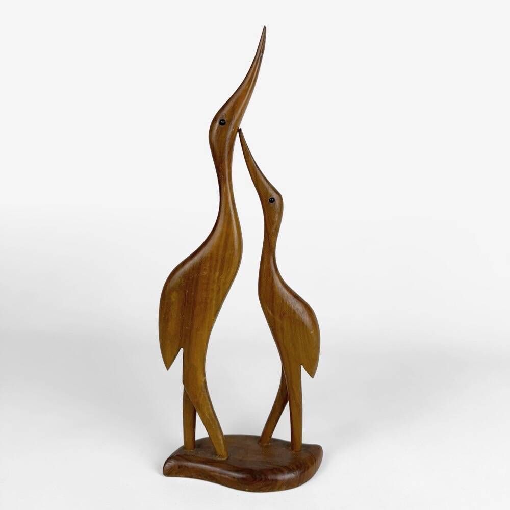 Sculpture of a couple of ibises in teak from the 60s