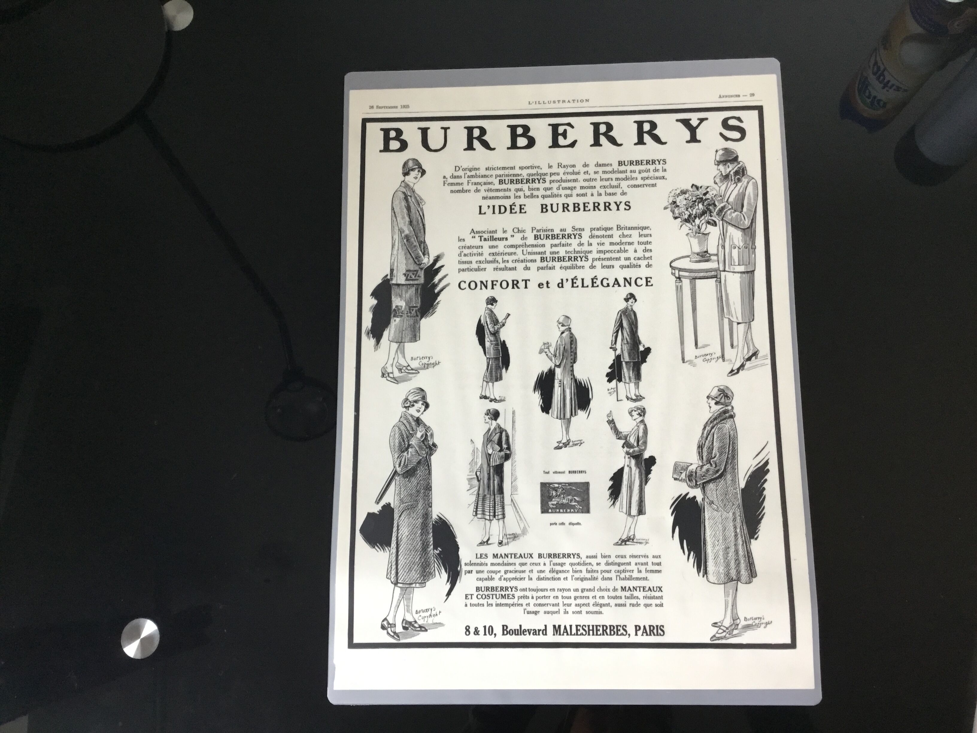Vintage advertising to frame burberrys