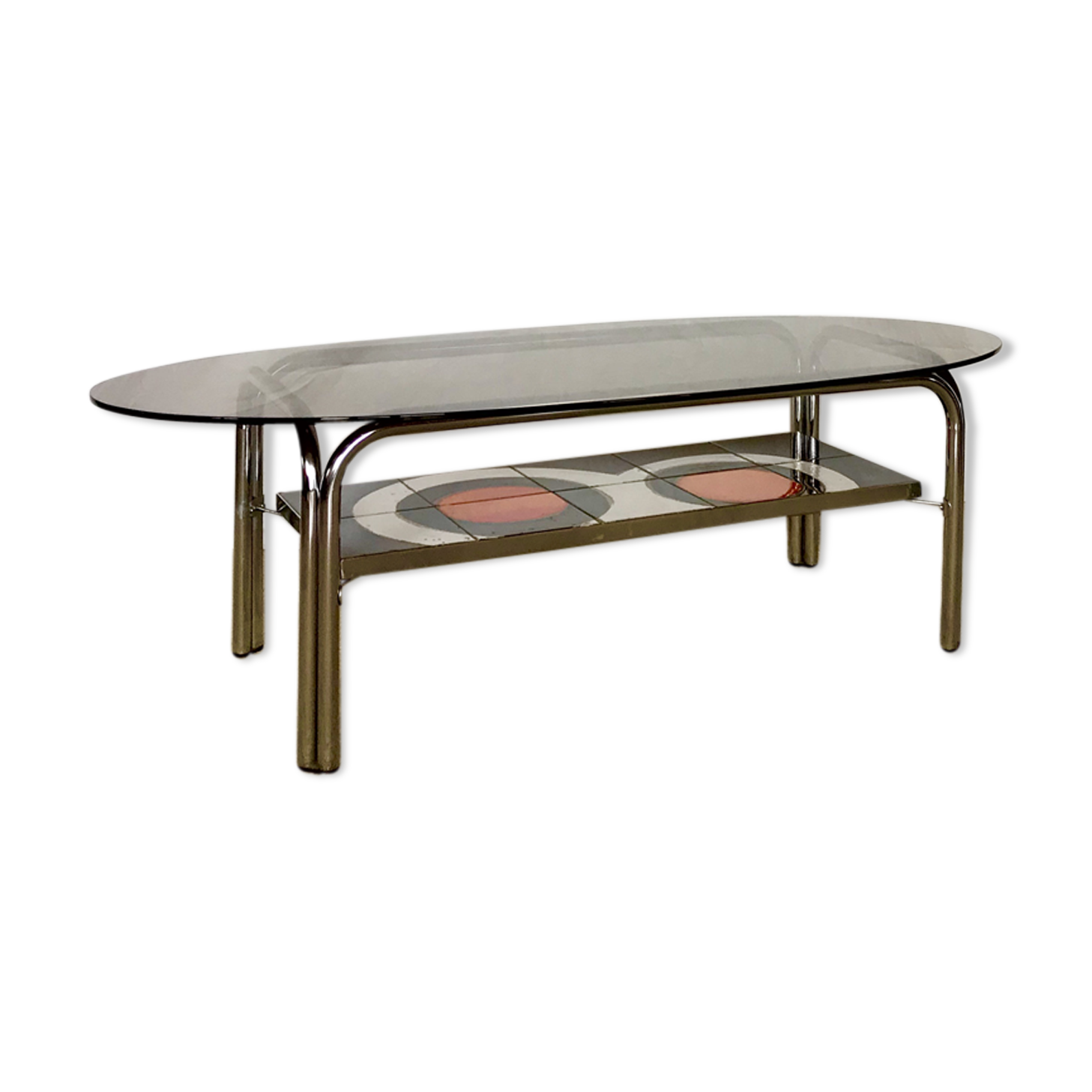 Glass coffee table, ceramics 70