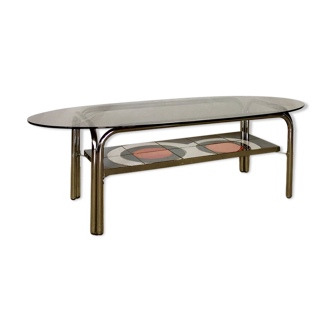Glass coffee table, ceramics 70