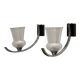 Paire appliques tulipes irisées et bras de chrome
