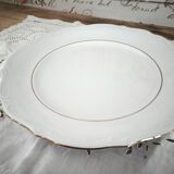 Round porcelain plate, double gold line manufacture, hand-painted.