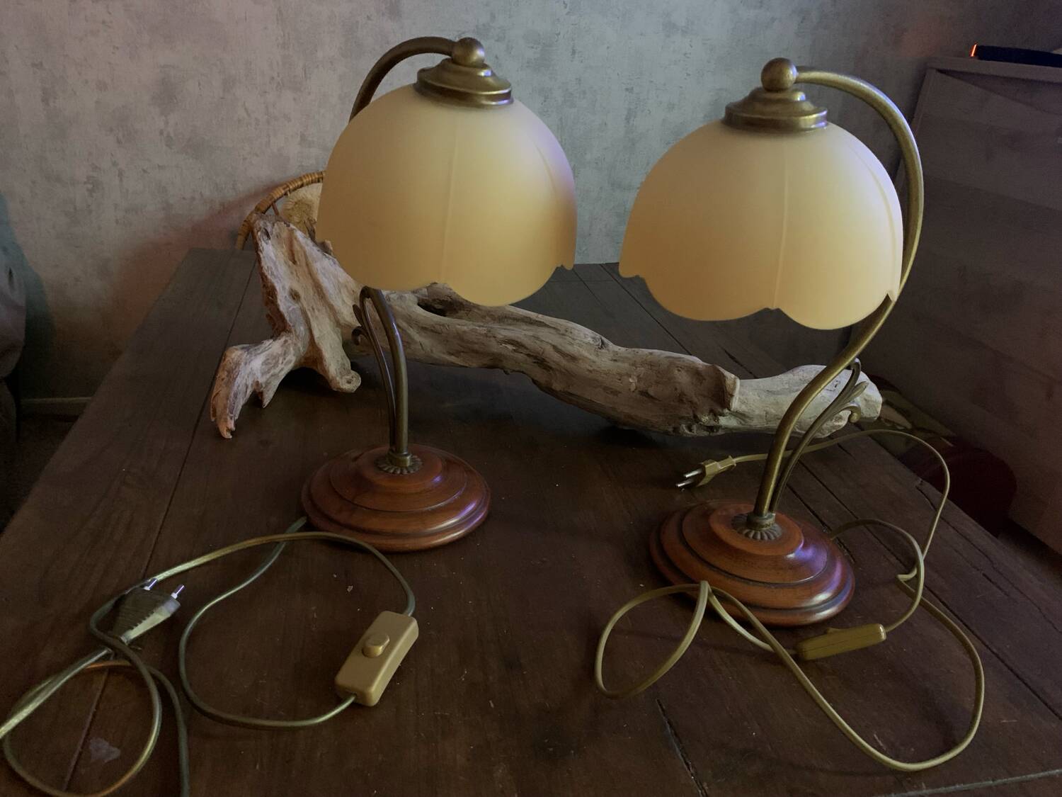 Pair of Domec Luminaires bedside lamps
