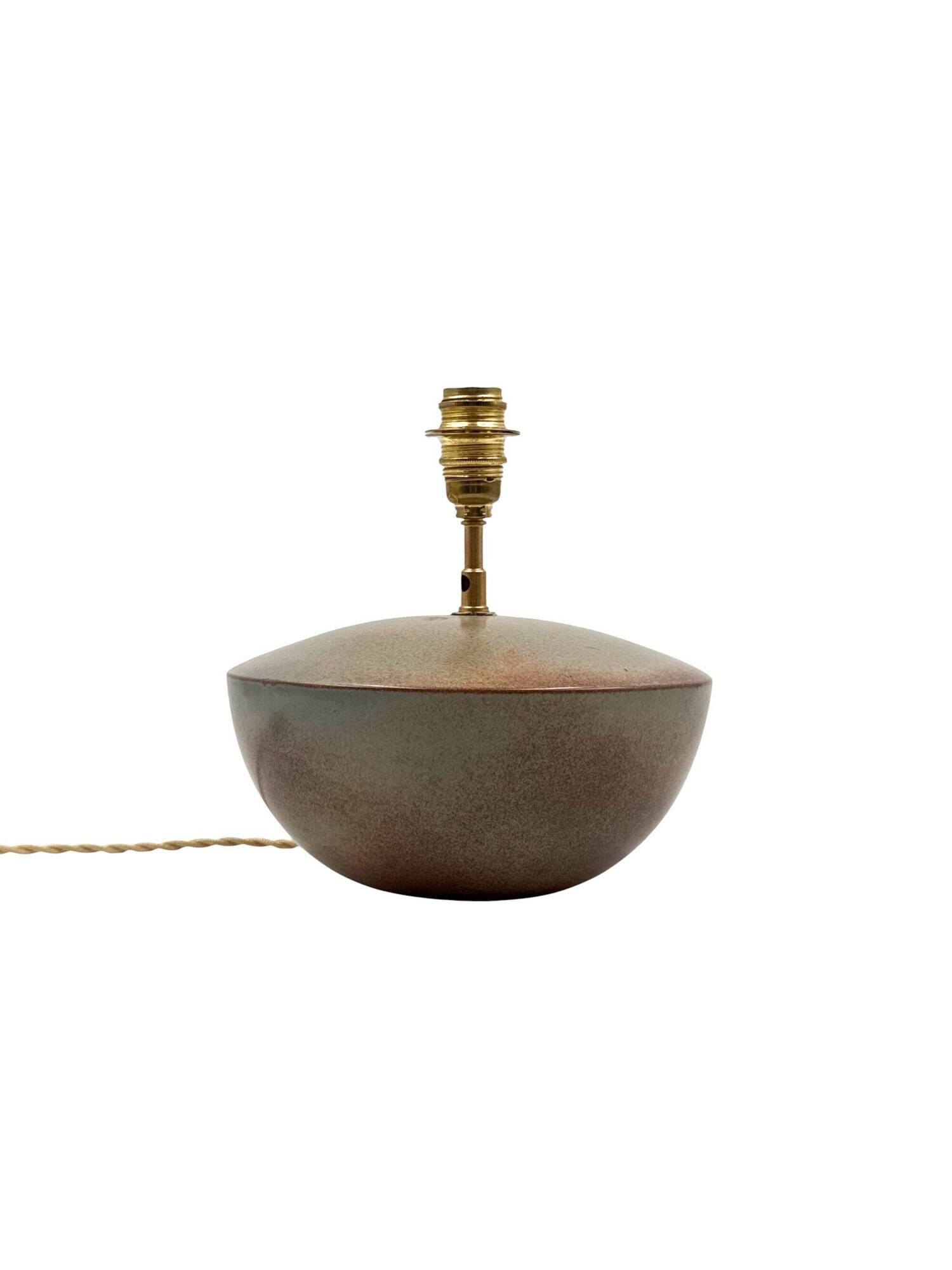 Mid-century modern green ceramic lamp base, Alain di Bin France 1960s
