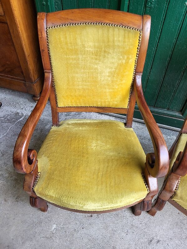 Pair of armchairs with mahogany restoration of the XlX th century