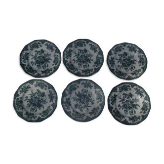 6 Flat Plates - Enoch Wedgwood (Tunstall) Ltd - Asiatic Pheasants Blue