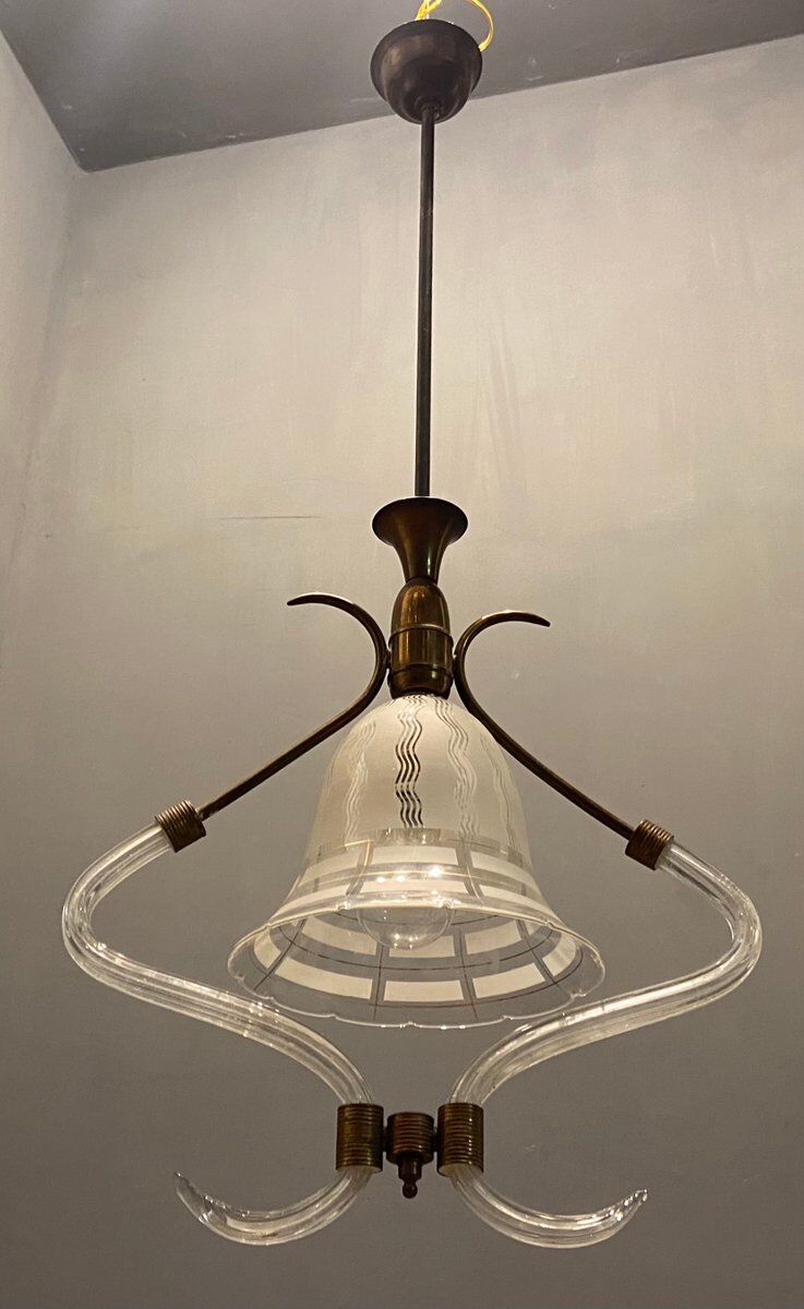 Italian Art Deco Murano Glass Pendant Lamp