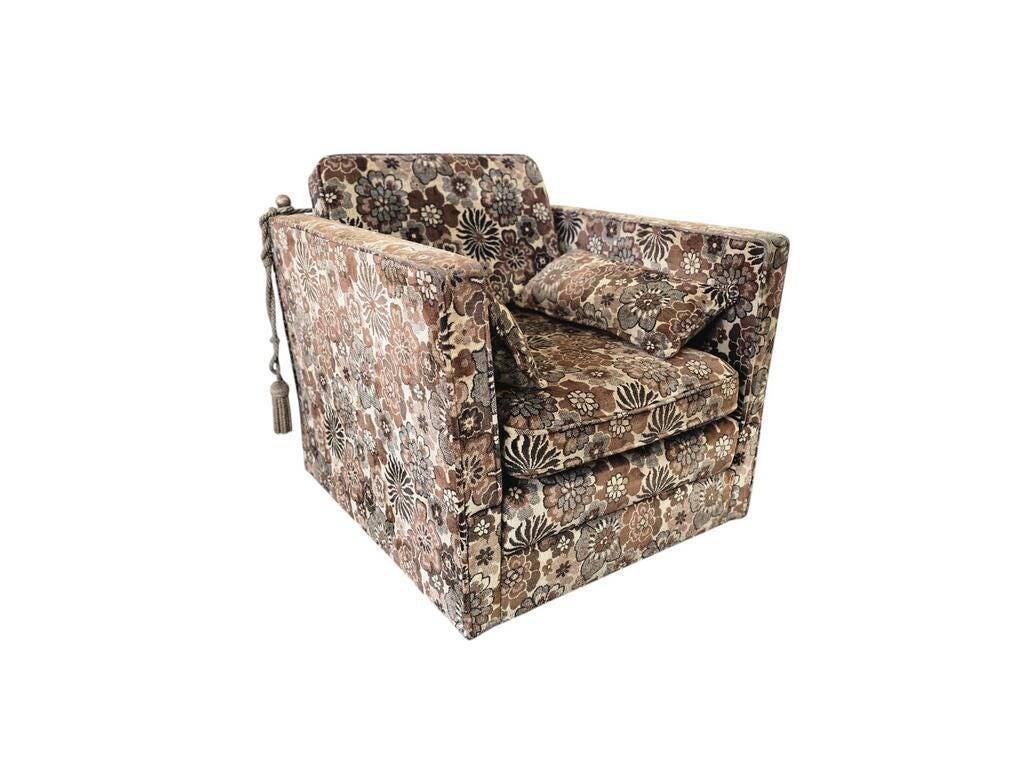 Fauteuil vintage marron à fleurs / fauteuil-lit / fauteuil une place