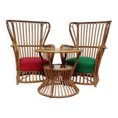 Set of 2 armchairs and table, design by Franco Albini for Bonacina, 1950s