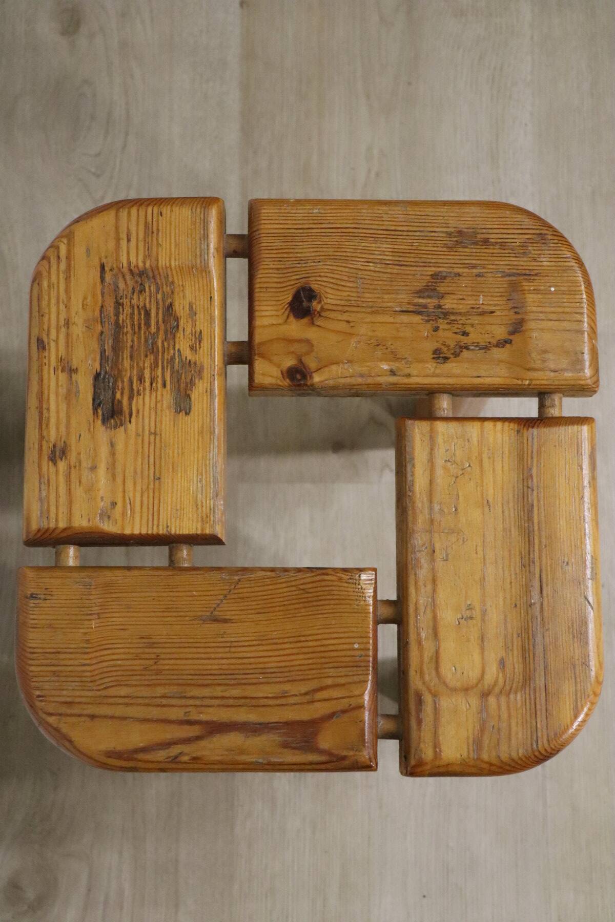 Vintage pine stool by Olof Ottelin - 1960