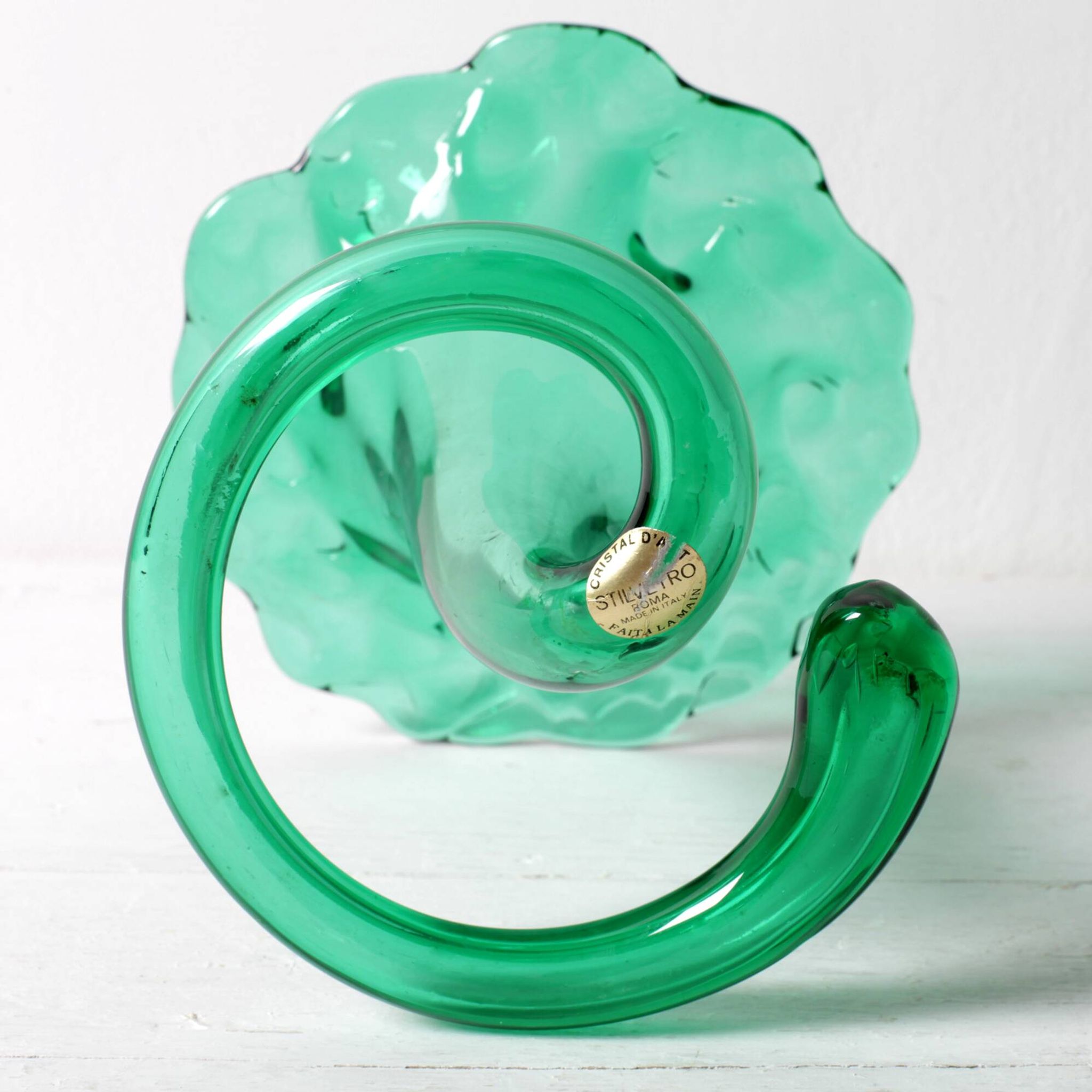 Vintage Green Glass Art Vase / Hand-blown Home Decor / Stilvetro / Rome