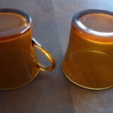 2 tasses Duralex ambrées vintage