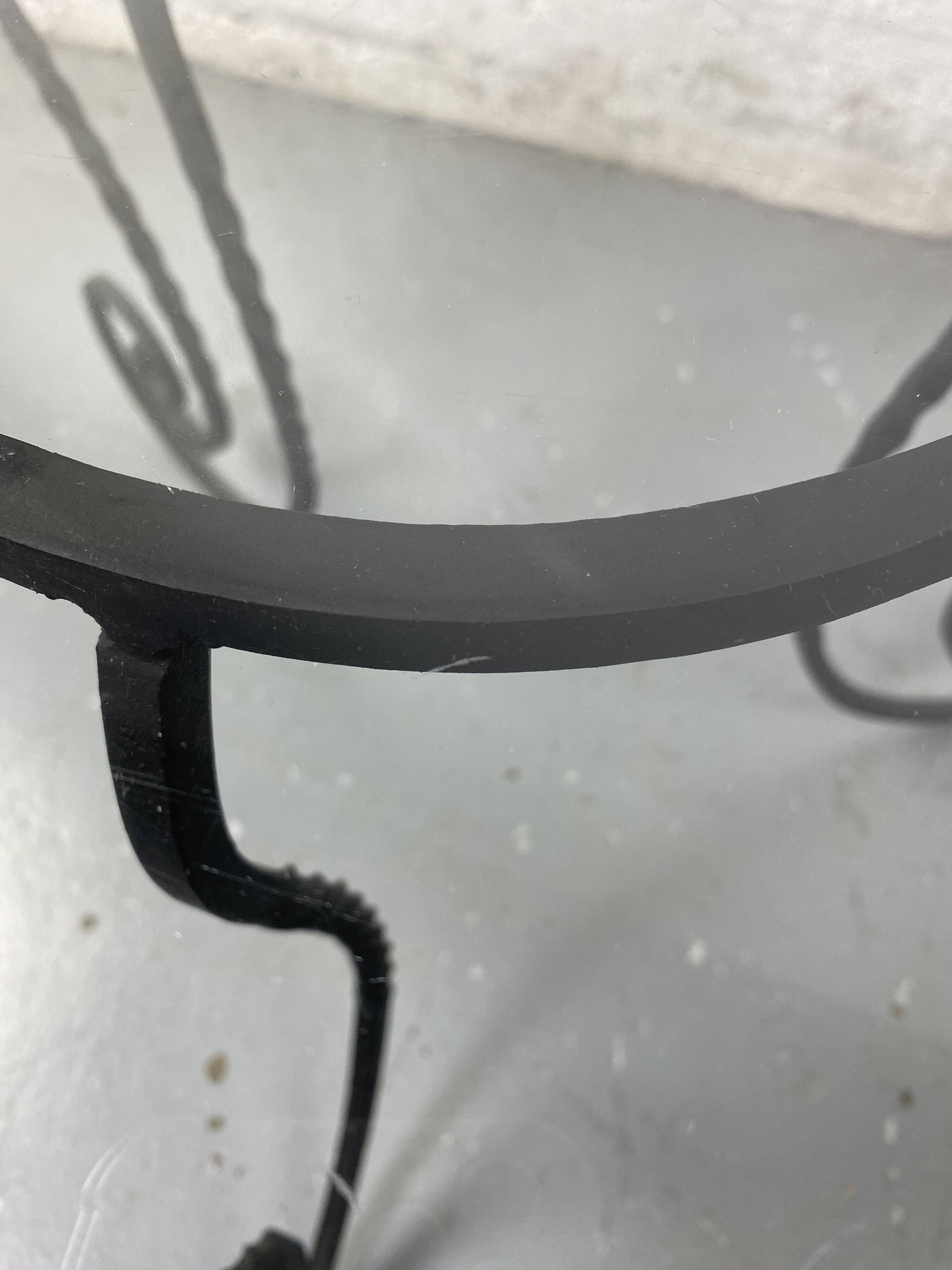 Wrought iron coffee table and glass top