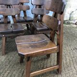 6 brutalist chairs in solid oak