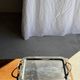 Très grand plateau vintage en métal argenté à anses dorées L47 L36,5 H5