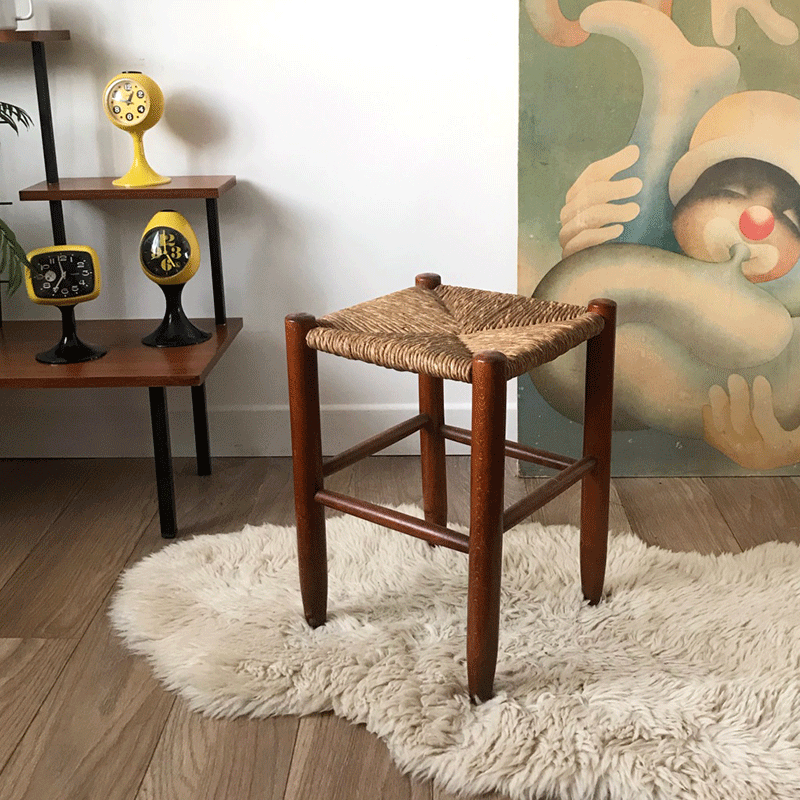 Straw and wood stool