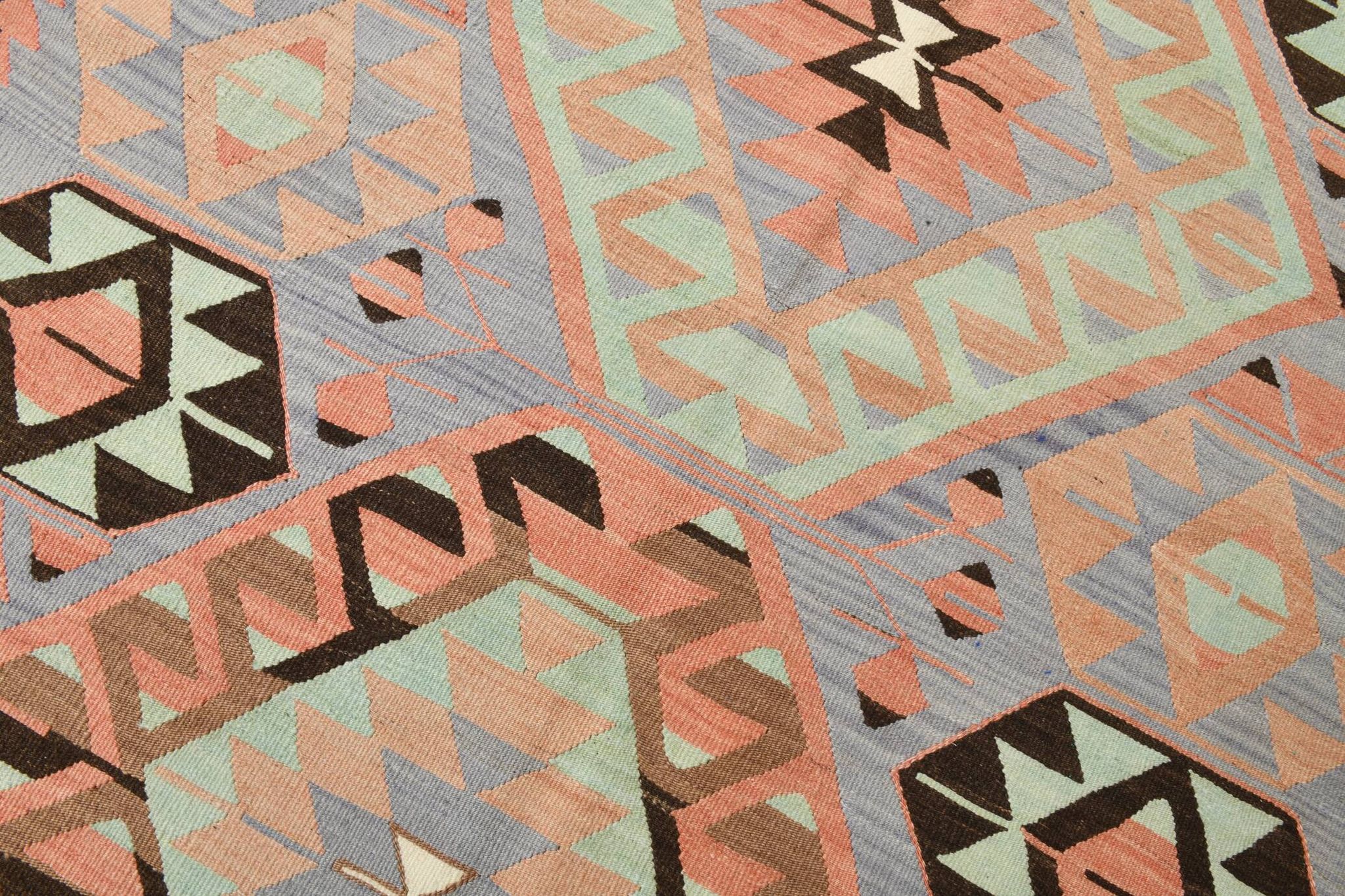 5x10 Geometric 58s Antique Kilim Rug, 168x313Cm