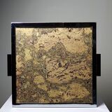 Mid-century chic chrome, cork and glass tray from the 70s