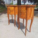 Pair of bedside tables 2 drawers Louis XV style