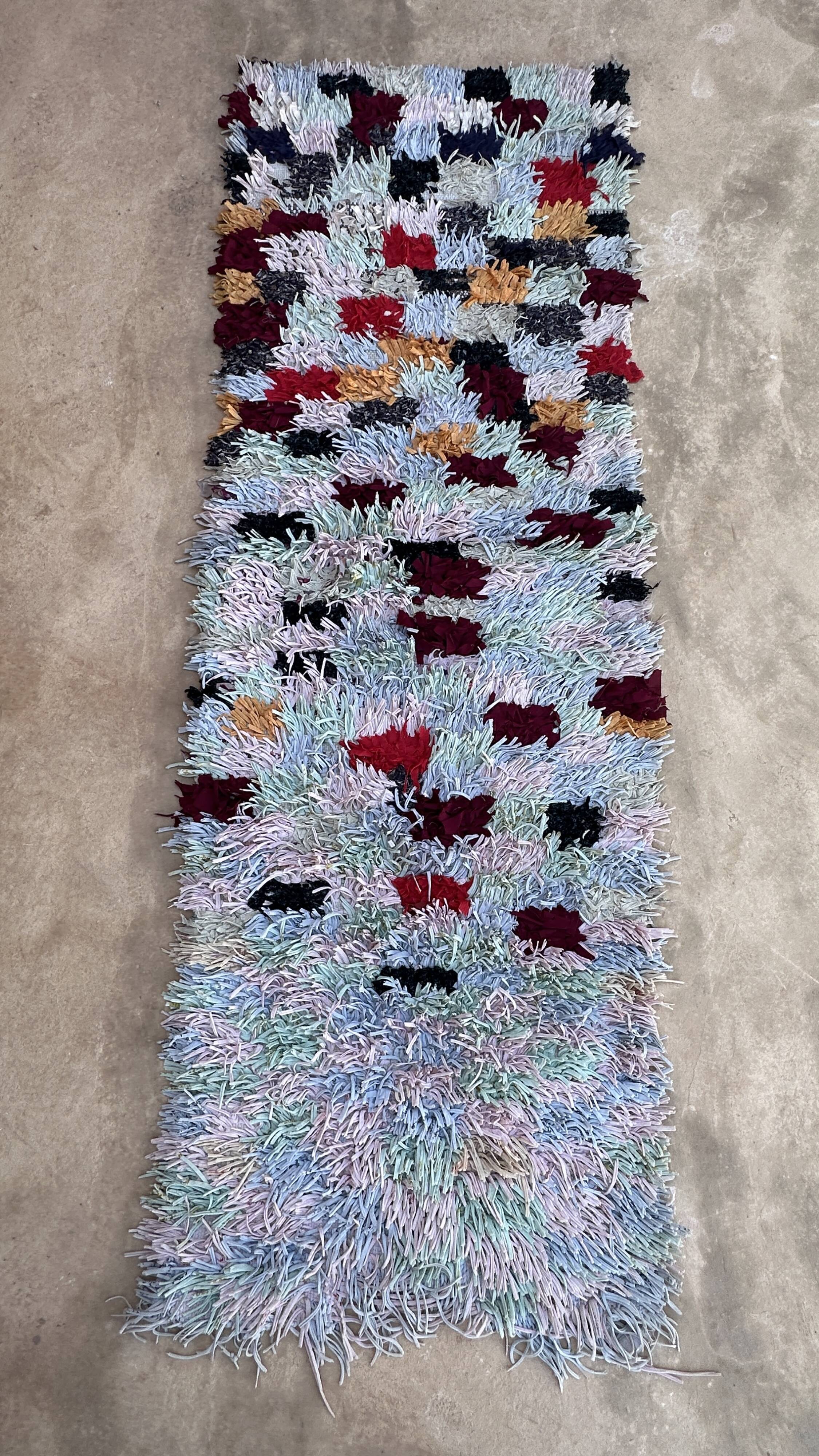 Colorful Boucherouite Berber rug - 77 x 239 cm