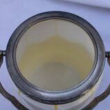 Old white and yellow opaline ice bucket