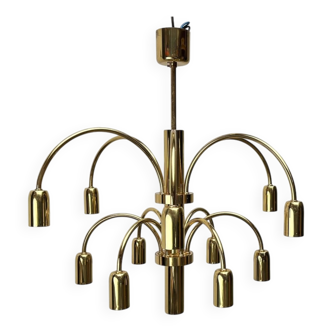 German vintage brass chandelier by Star Leuchten, 1970s.