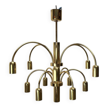 German vintage brass chandelier by Star Leuchten, 1970s.