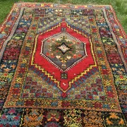 Old Moroccan carpet, made of natural wool and handwoven.