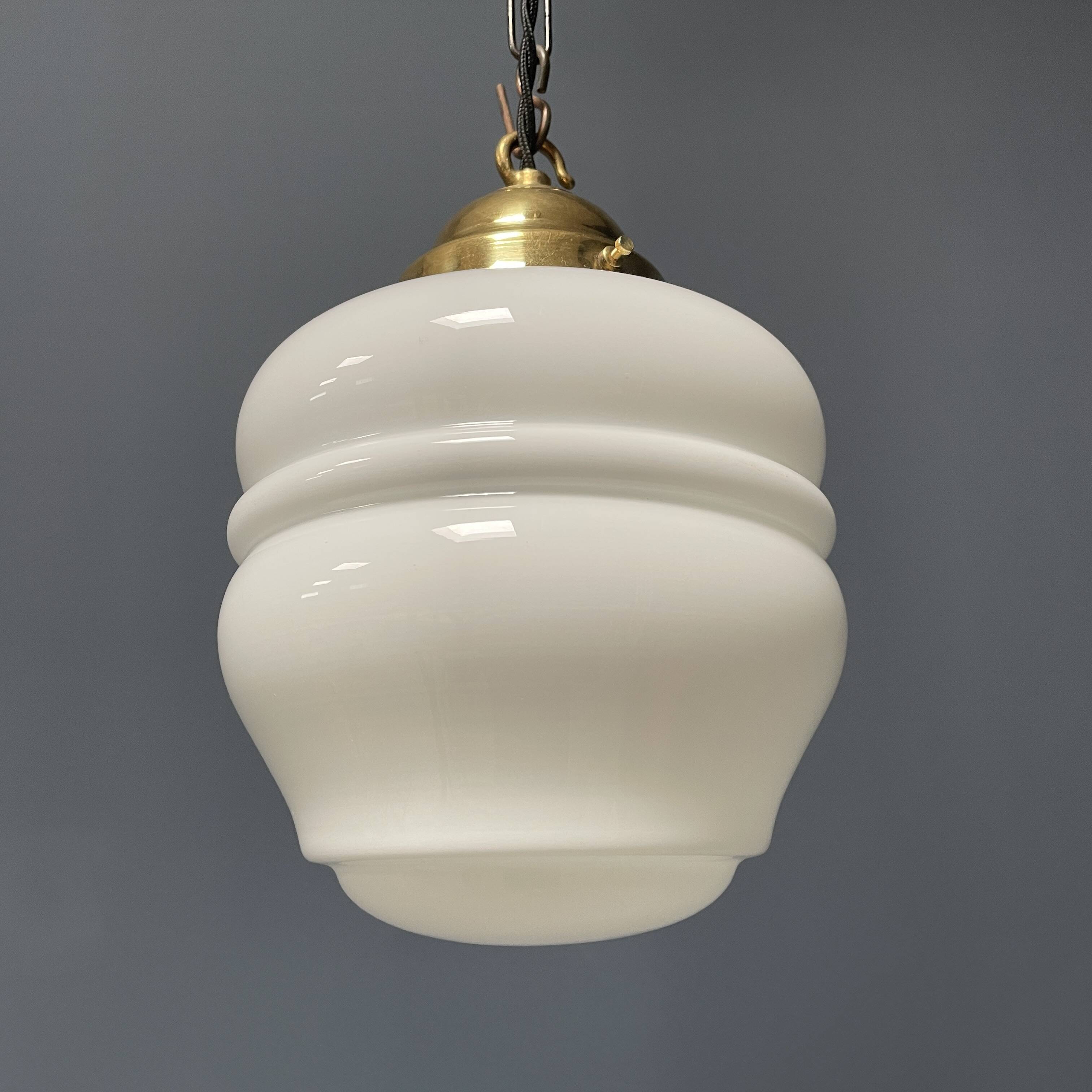 English opaline with brass glass pendant lamp