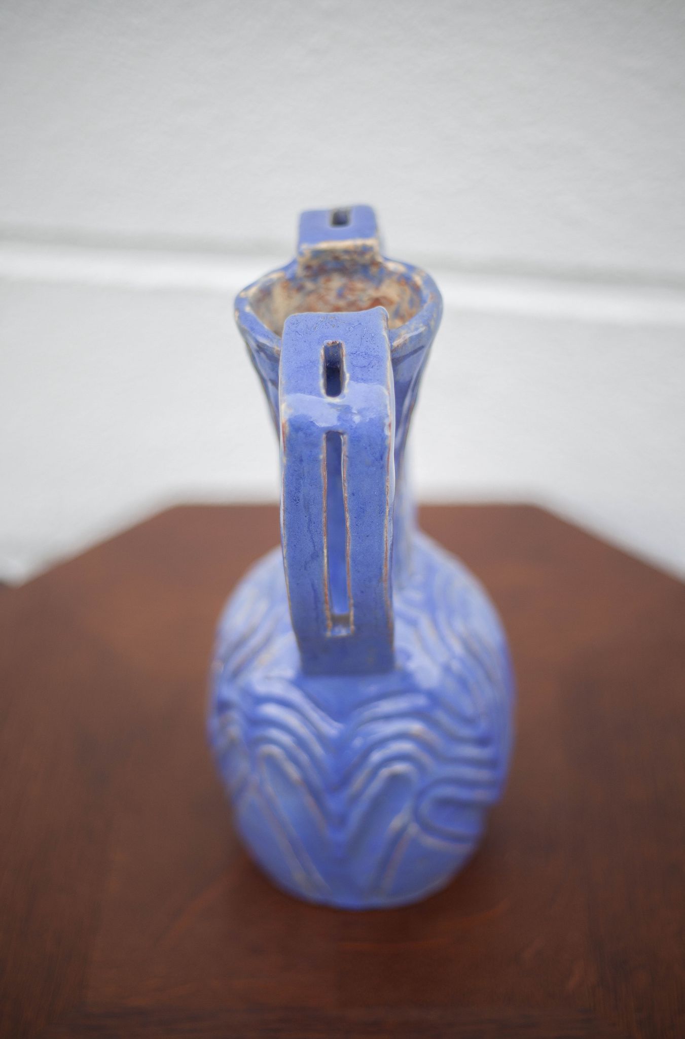 Vase in brutalist blue glazed terracotta 70
