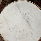 Pull-out table in marble and brass