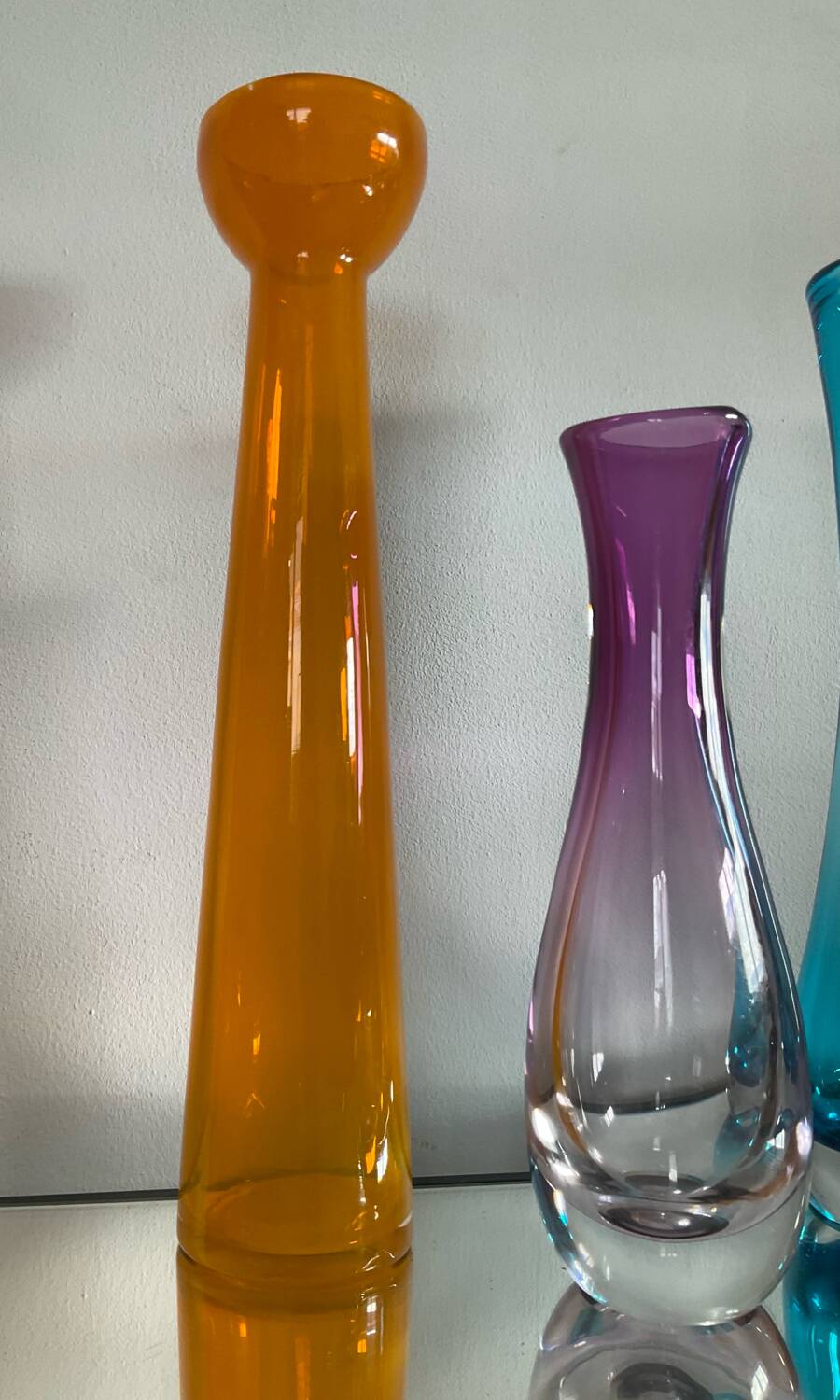 Set of 3 vintage glass paste vases