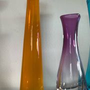 Set of 3 vintage glass paste vases