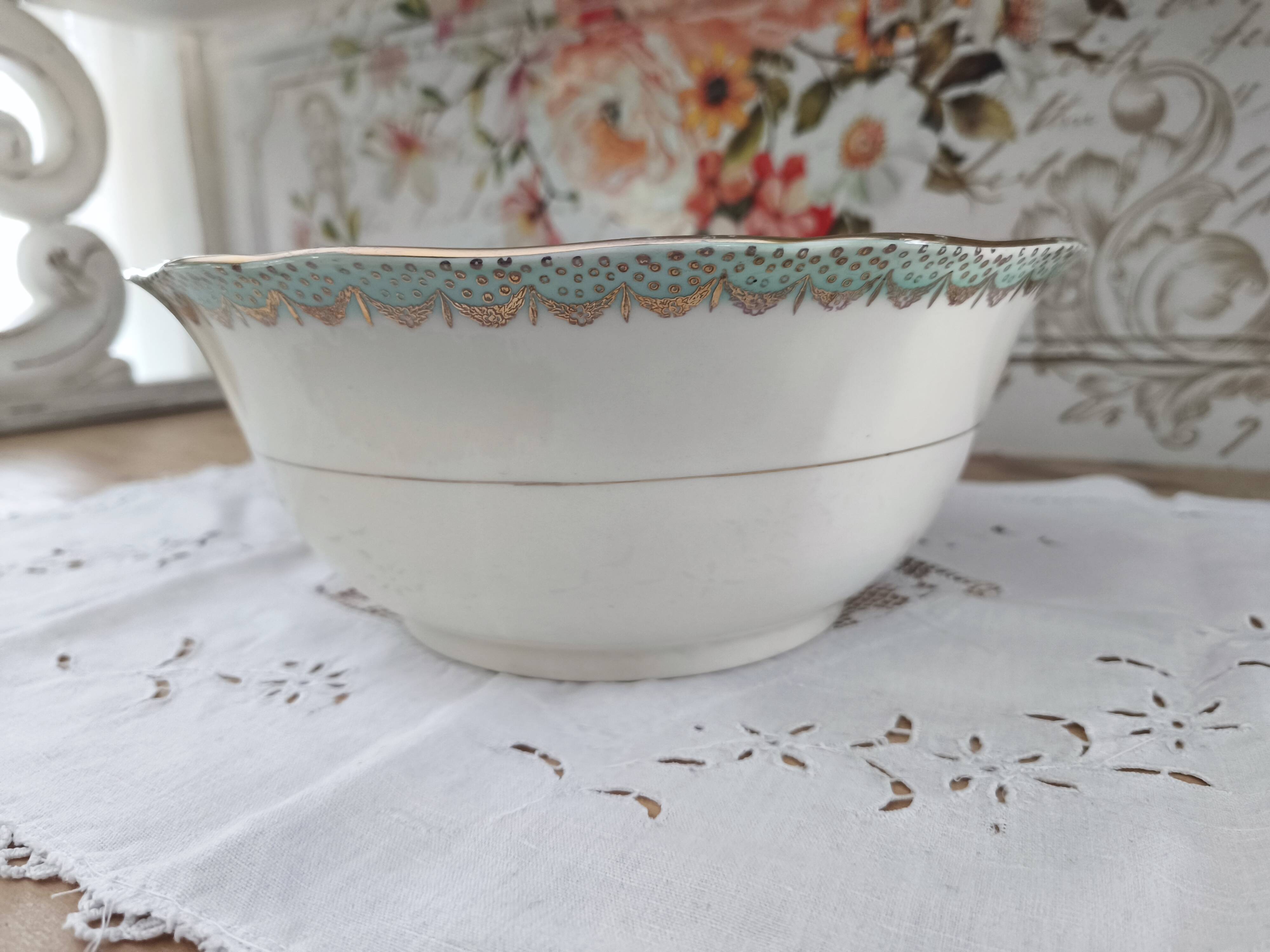 Longwy France earthenware salad bowl, Trianon model