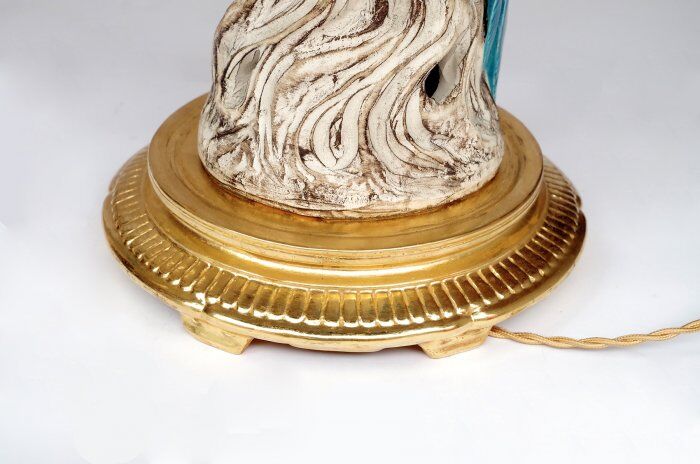 Pair of large parrots circa 1970 earthenware lamps