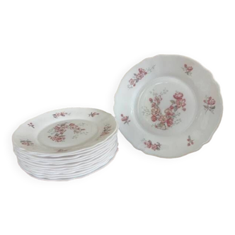 Ensemble assiettes Arcopal  France décor fleur de cerisier