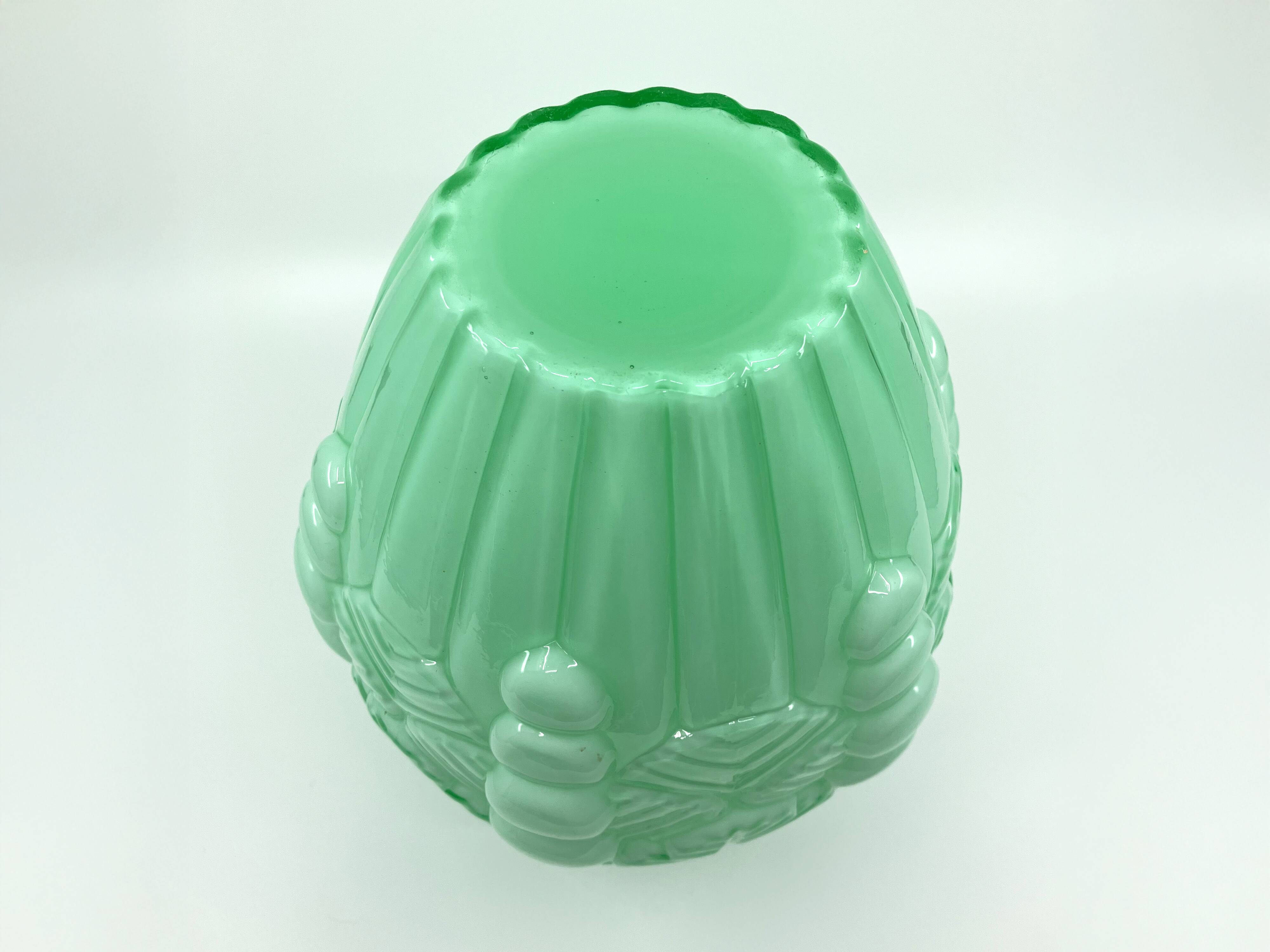 2 Art Deco vases in green opaline • Circa 1920/30