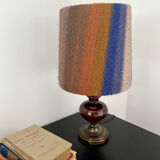Table lamp vintage bohemian 70s wool lampshade