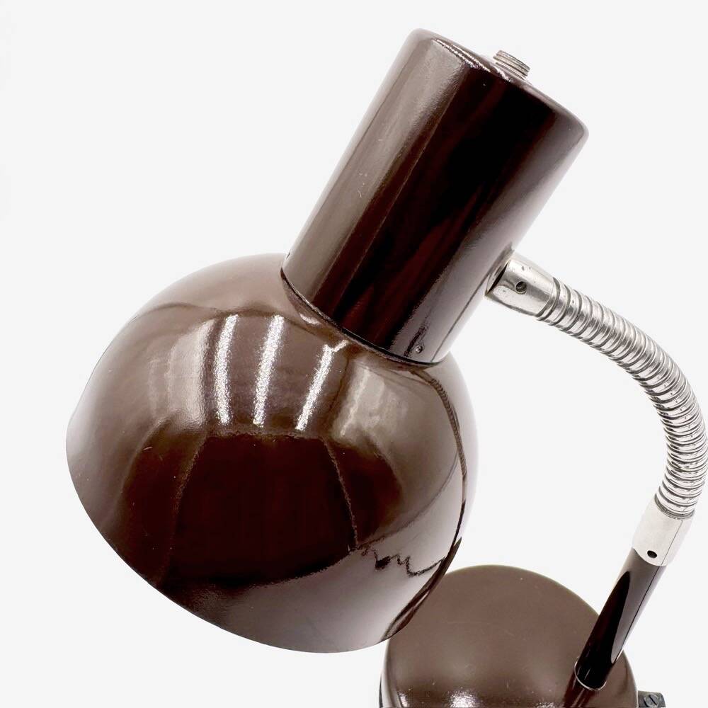 Chocolate desk lamp Veb Narva 1970s