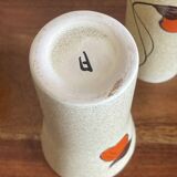 4 stoneware mazagrans with poppy decoration