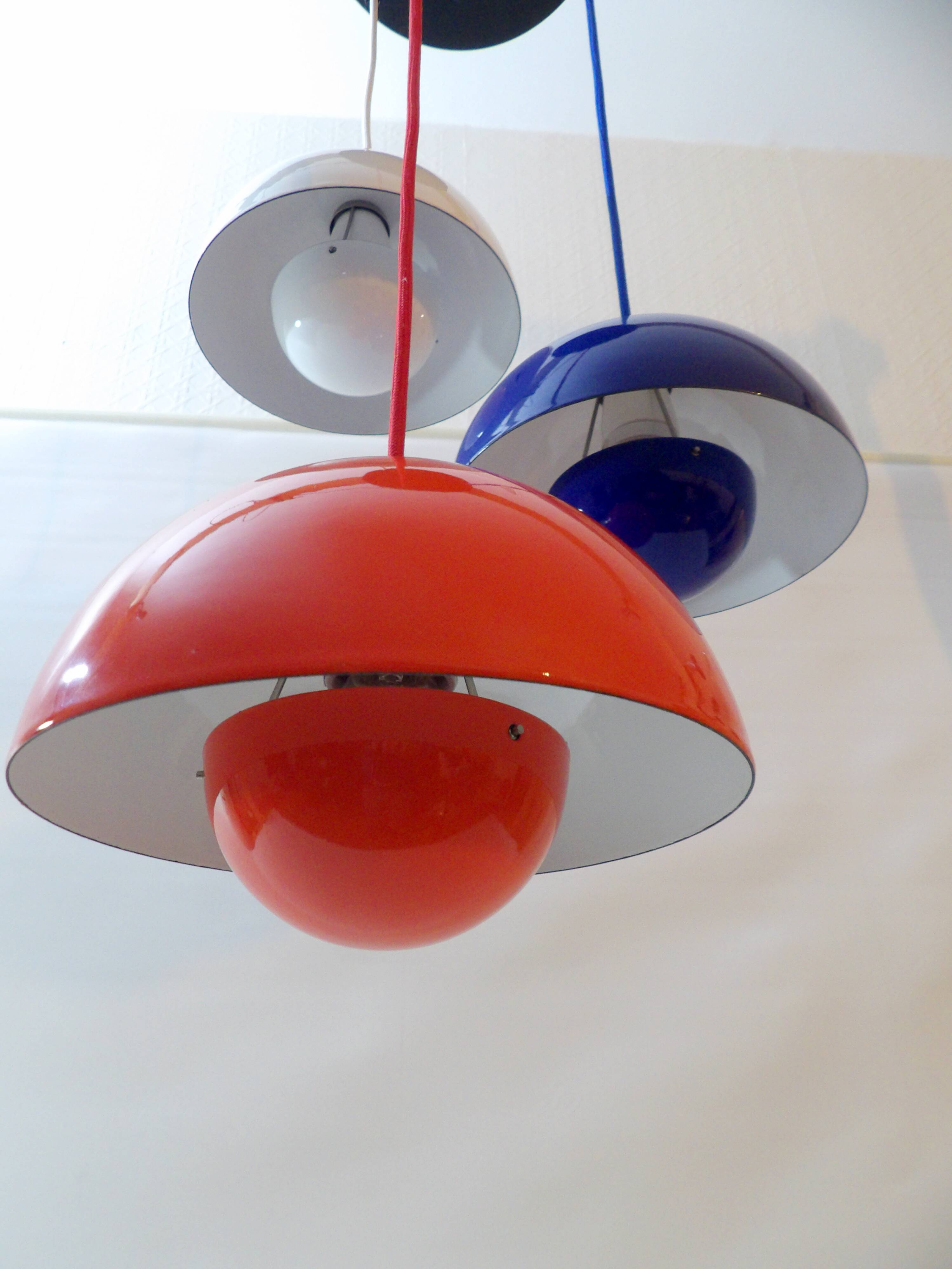 3 x Early Louis Poulsen Verner Panton VP1 flowerpot lamps Cluster of three