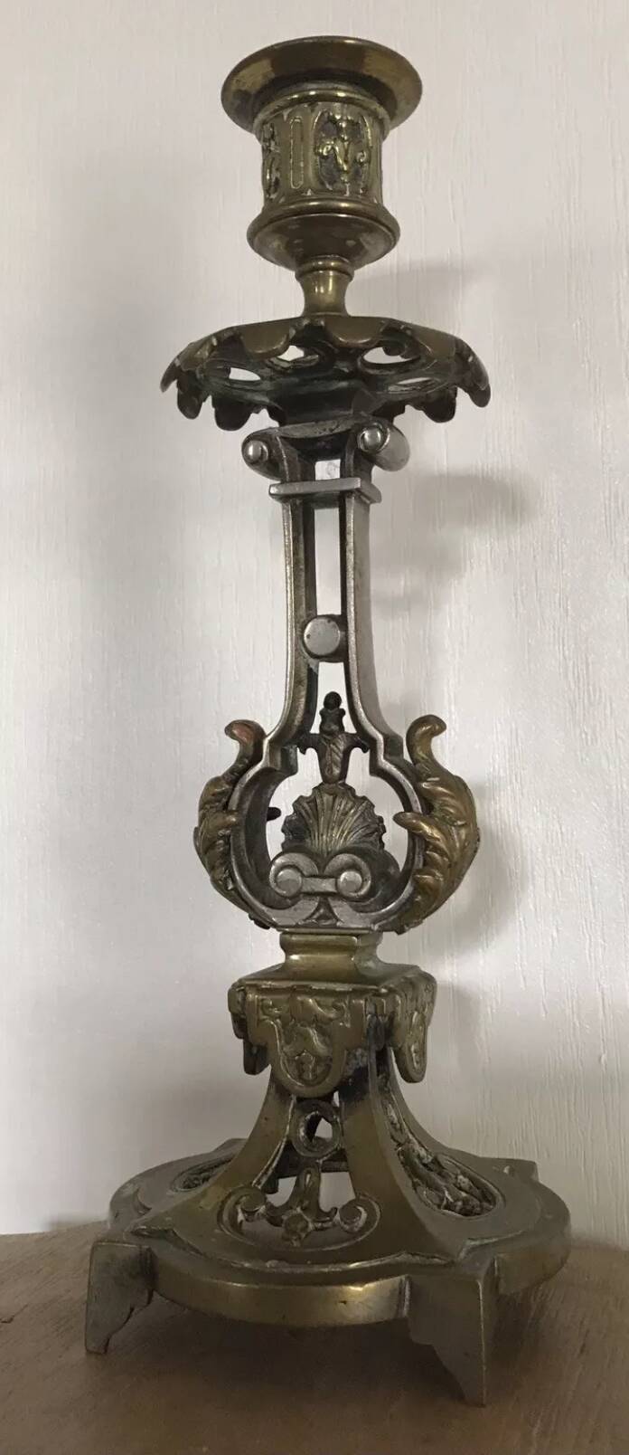 Pair of antique bronze candlesticks from the 19th century