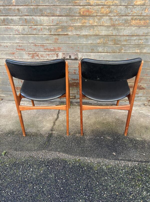 Ensemble de 2 chaises Scandinave Model 49 par Erik Buch pour O.D. Mobler, D