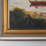 Painting „The Angler's Return”, Danish design, 1980s, by A. Enkeshafi