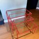 Red tubular nesting tables, 1970s, Set of 3